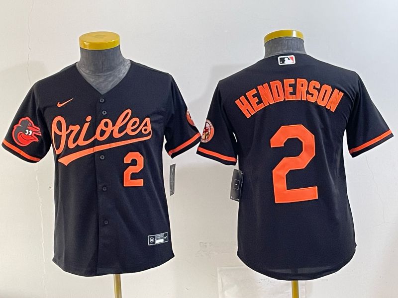 Youth 2025 Baltimore Orioles #2 Henderson Black Nike MLB Jersey 01